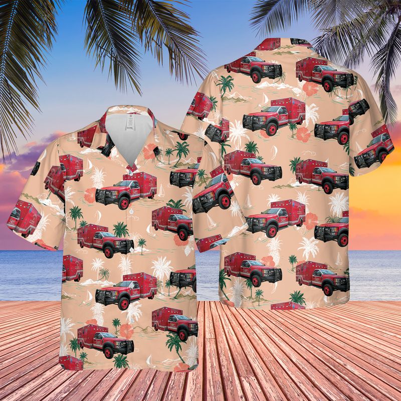 Texas City of New Braunfels Fire Department Ambulance Hawaiian Shirt
