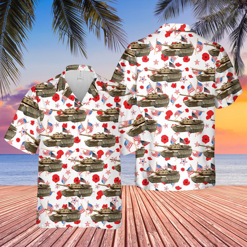 US Army M1 Abrams Tank 4th Of July Hawaiian Shirt