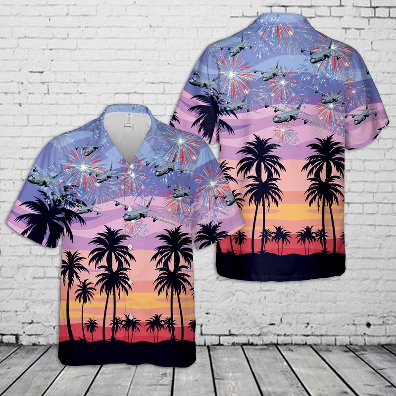 US Air Force Lockheed C-130 Hercules 4th Of July Hawaiian Shirt