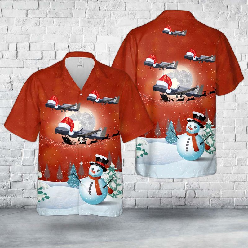 US Navy Northrop Grumman MQ-4C Triton Christmas Hawaiian Shirt