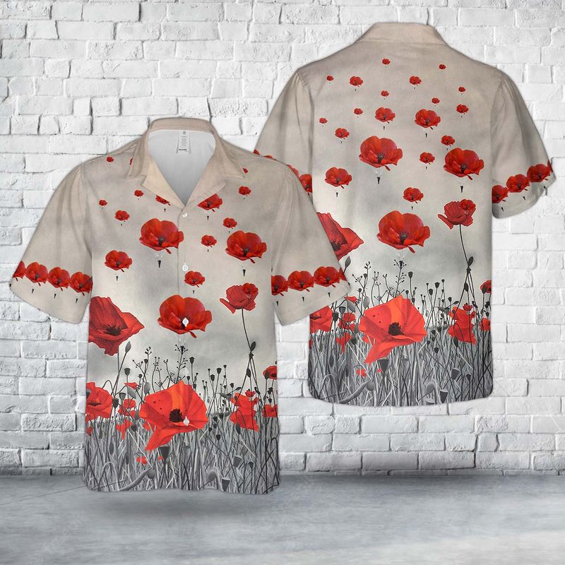 Paratrooper Poppy Field Memorial Hawaiian Shirt