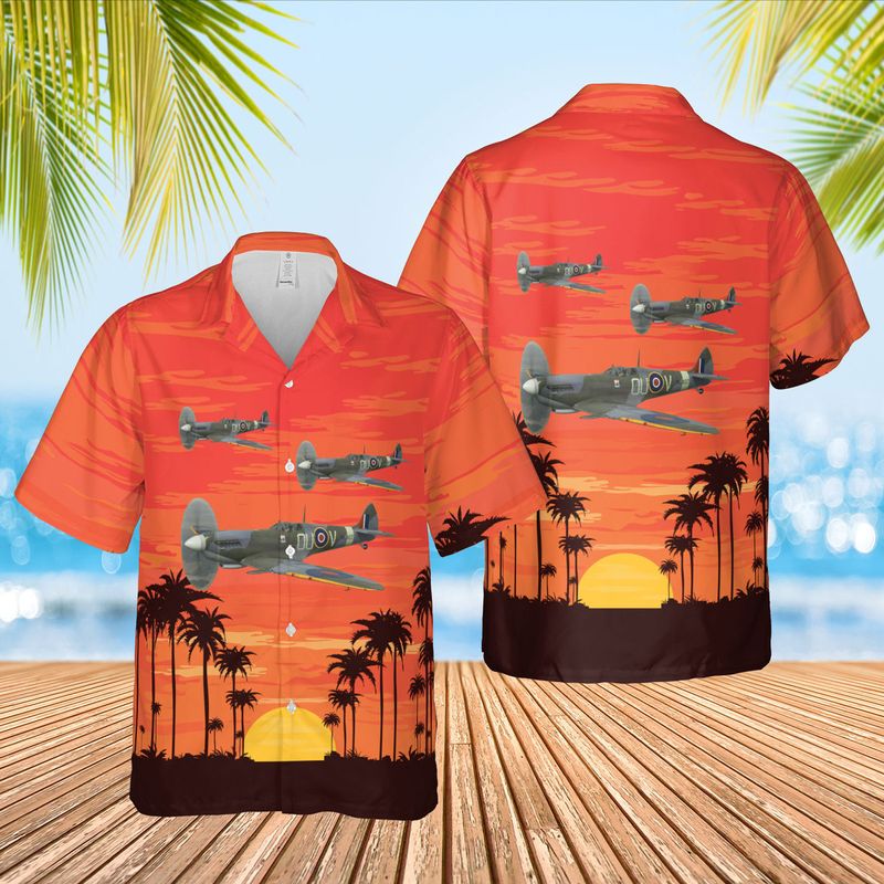 Royal New Zealand Air Force Supermarine Spitfire Mk.IX Of No 485 RNZAF Sqn Hawaiian Shirt