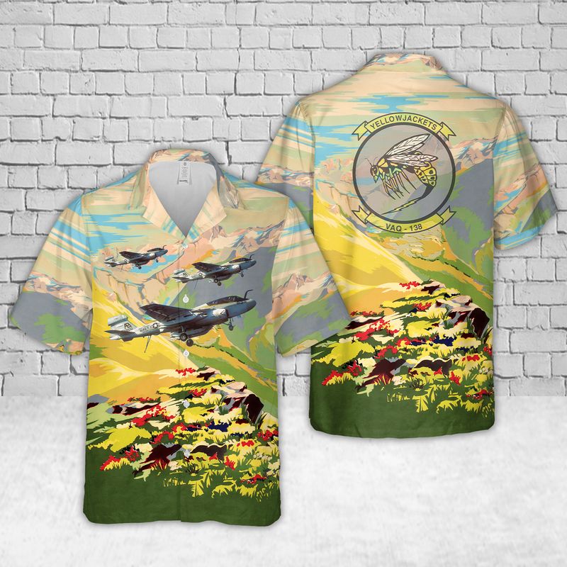 US Navy Northrop Grumman EA-6B Prowler VAQ-138 "Yellow Jackets" Hawaiian Shirt