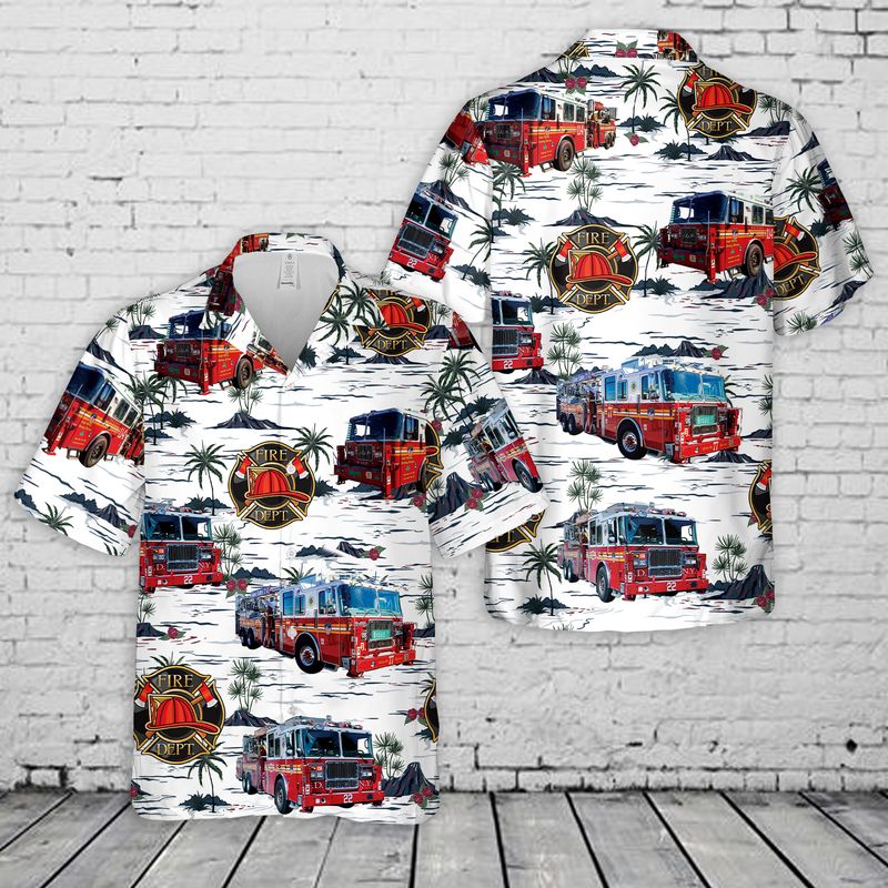 Fire Truck Hawaiian Shirt