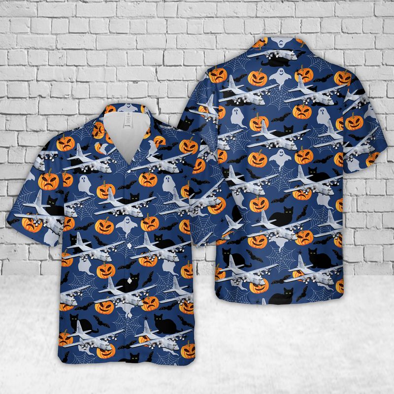 US Air Force Lockheed C-130 Hercules Halloween Hawaiian Shirt