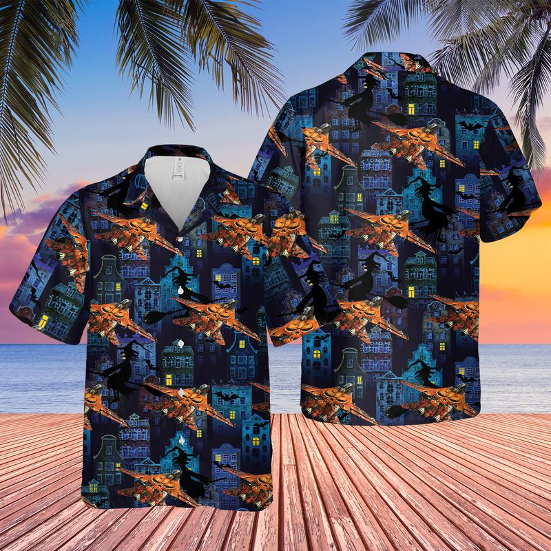 US Navy Grumman F-14 Tomcat Halloween Hawaiian Shirt