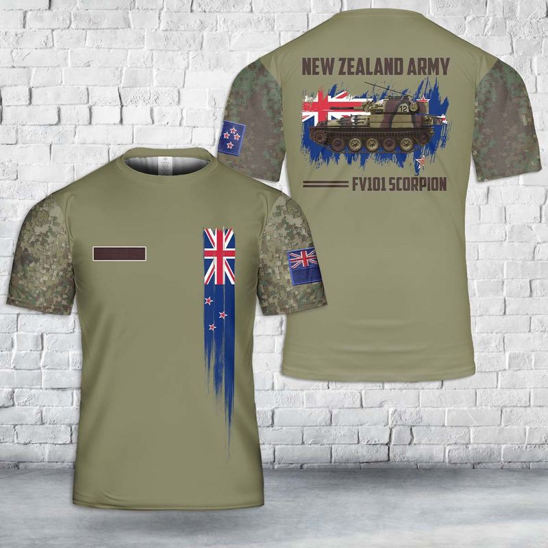 Custom Name New Zealand Army FV101 Scorpion T-Shirt 3D