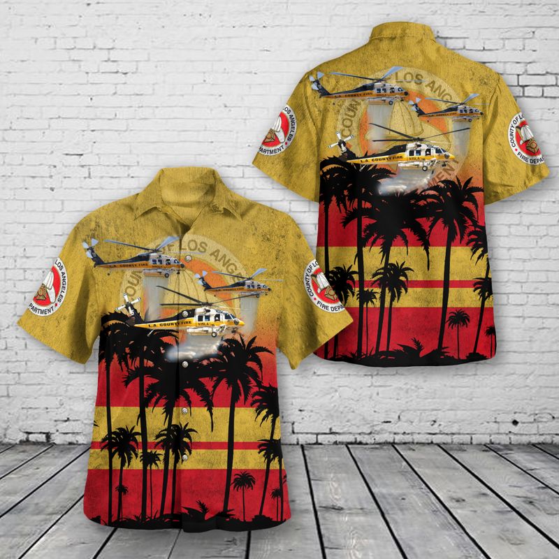 Los Angeles County Fire Department Sikorsky S-70A Firehawk Hawaiian Shirt