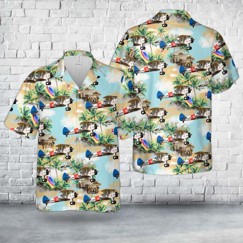 US Navy Boeing B75N1 Stearman Hawaiian Shirt