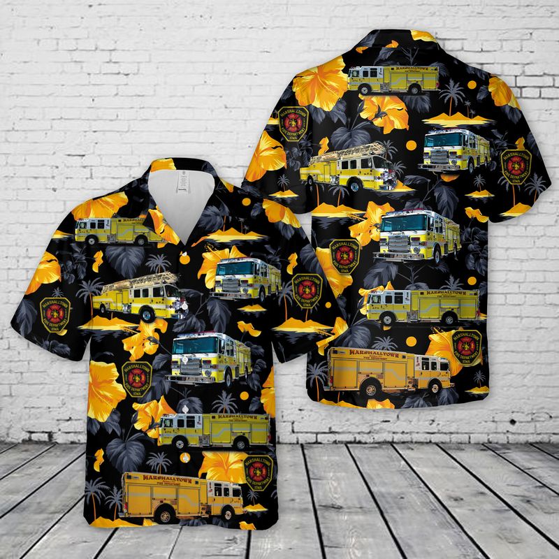 US Iowa Marshalltown Fire Department Hawaiian Shirt