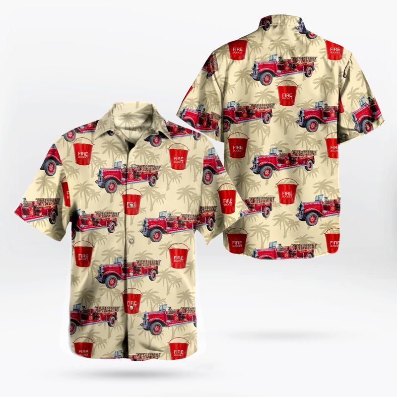 Florida, Melbourne Fire Department Truck & Fire bucket Hawaiian Shirt