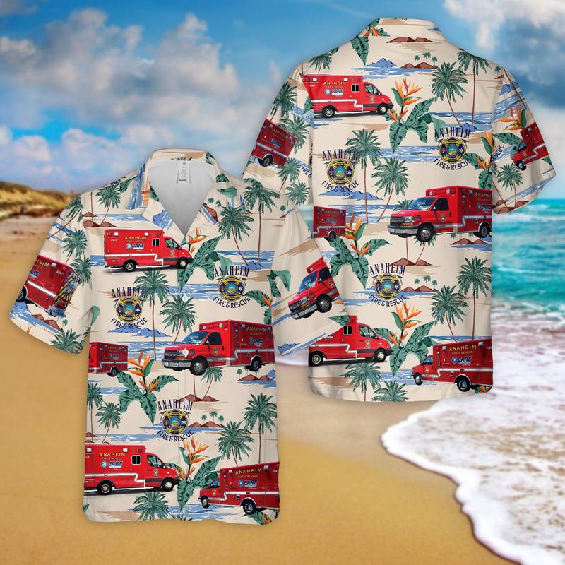 California Anaheim Fire & Rescue EMS Hawaiian Shirt