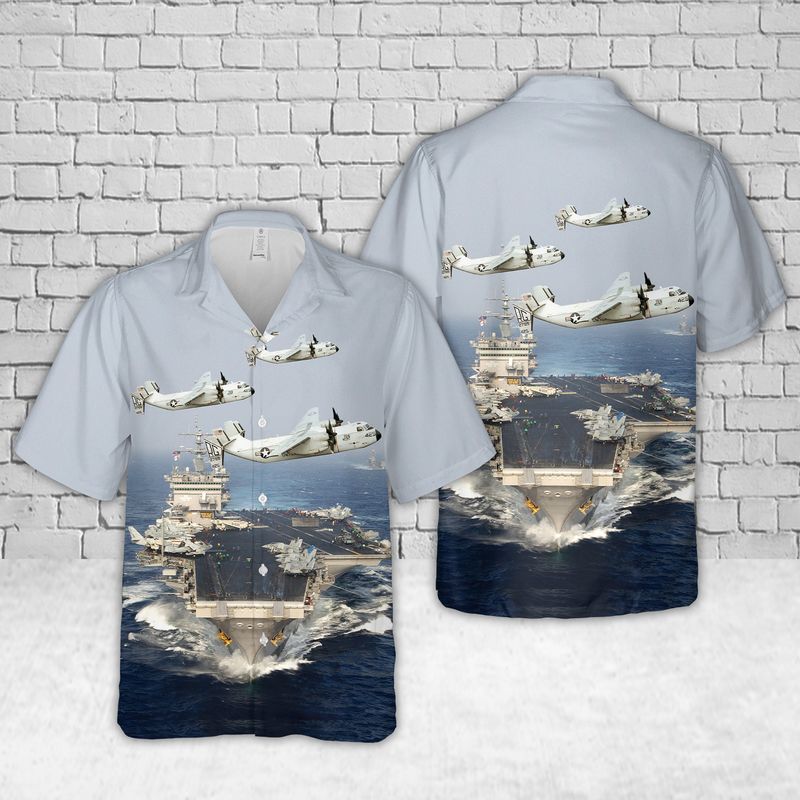 US Navy USS Enterprise (CVN-65) And C-2A Greyhound Of VRC-50 Hawaiian Shirt