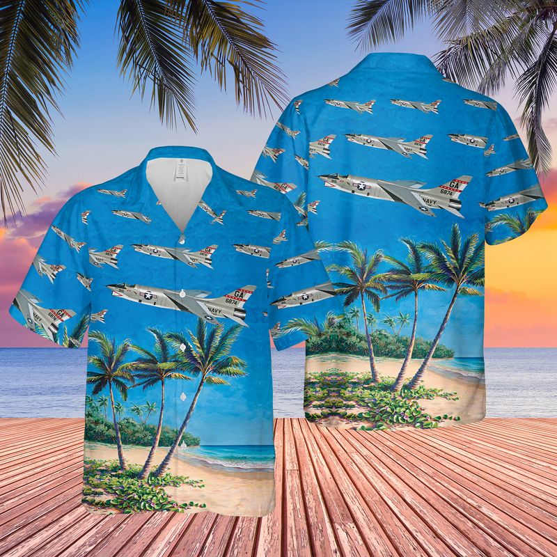 US Navy RF-8 Crusader Hawaiian Shirt