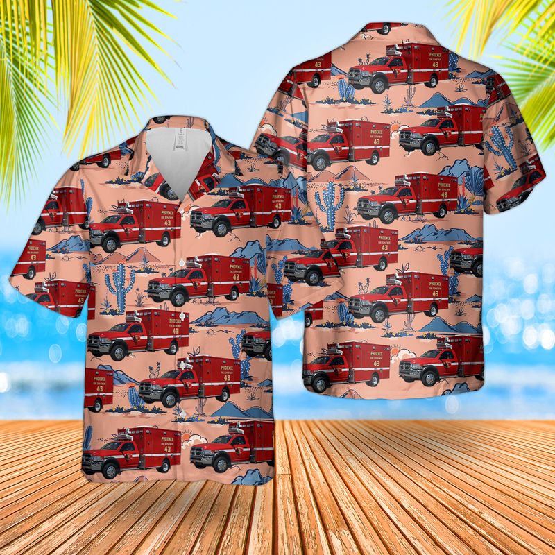 Arizona Phoenix Fire Department Ambulance Hawaiian Shirt