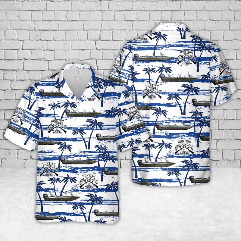 Lund 1870 Predator Fishing Boats And Fish And Ducks Hunting Hawaiian Shirt