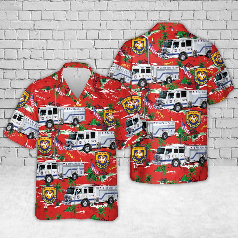 Texas Fort Worth Fire Department Hawaiian Shirt