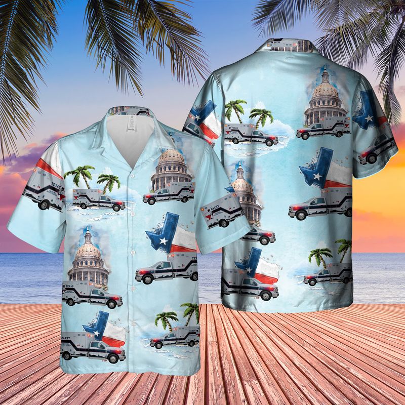 Texas EMS Ambulance Short Sleeve Hawaiian Shirt