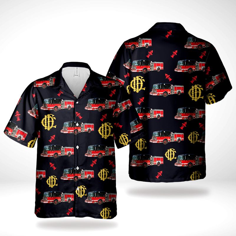 Chicago Fire Department CFD Fire Engine Hawaiian Shirt