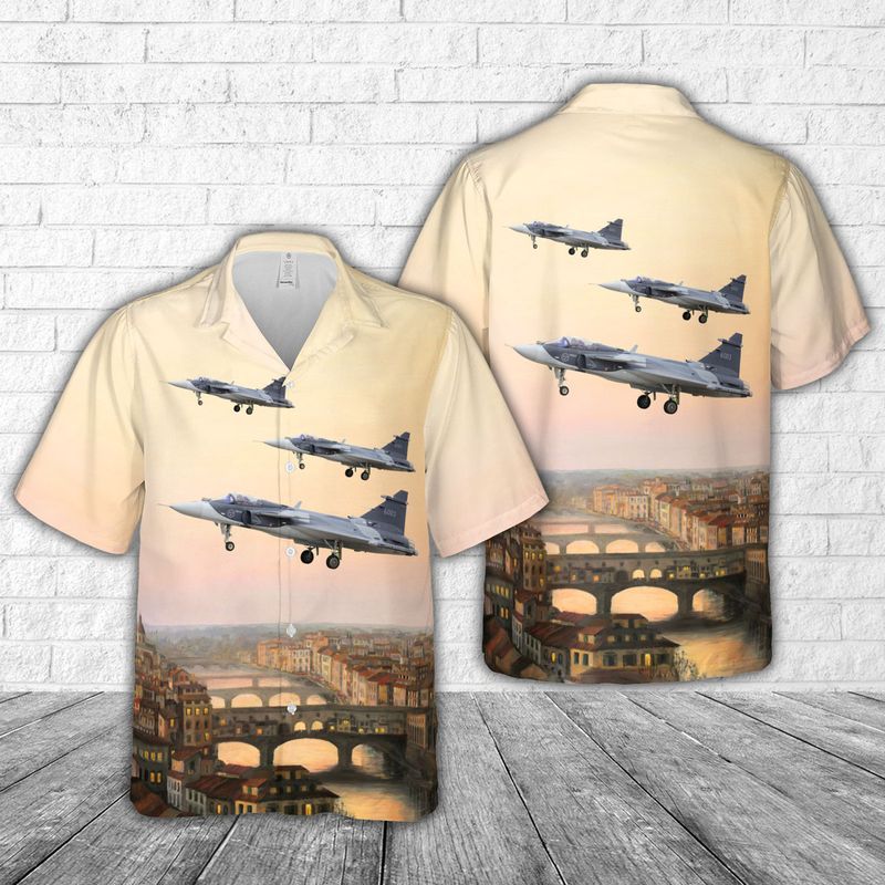 Swedish Air Force Saab JAS-39E Gripen Hawaiian Shirt