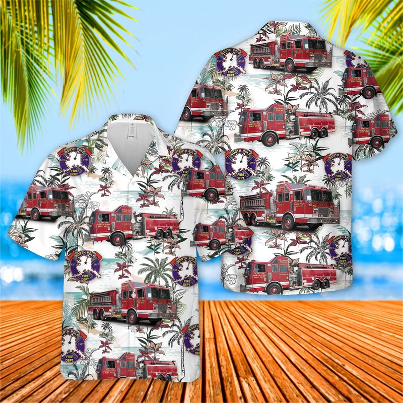 North Pole Fire Department US United State Firefighter Emergency Service Hawaiian Shirt