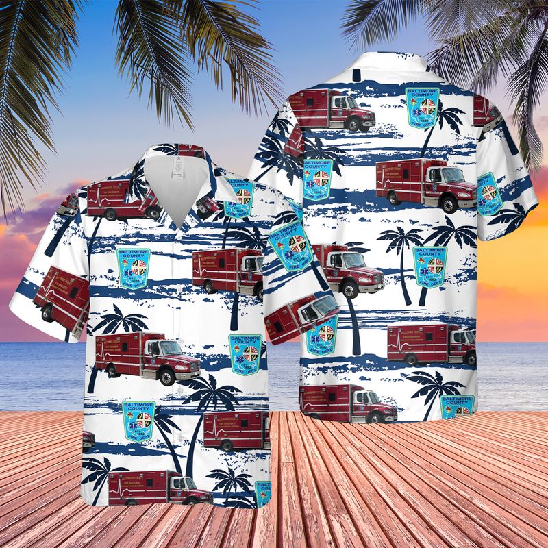 Maryland Baltimore County Fire Department EMS Hawaiian Shirt