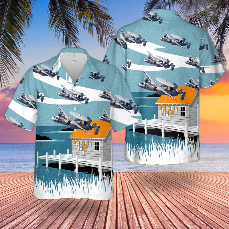 US Navy E-2C Of VAW-77 "Nightwolves" Hawaiian Shirt