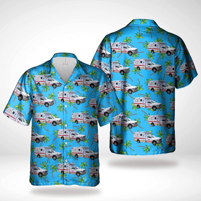 Chicago Fire Department EMS Ambulance Hawaiian Shirt