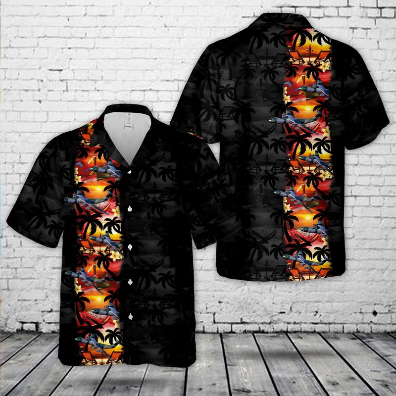 US Air Force Lockheed C-141 Starlifter Paradise Night Hawaiian Shirt