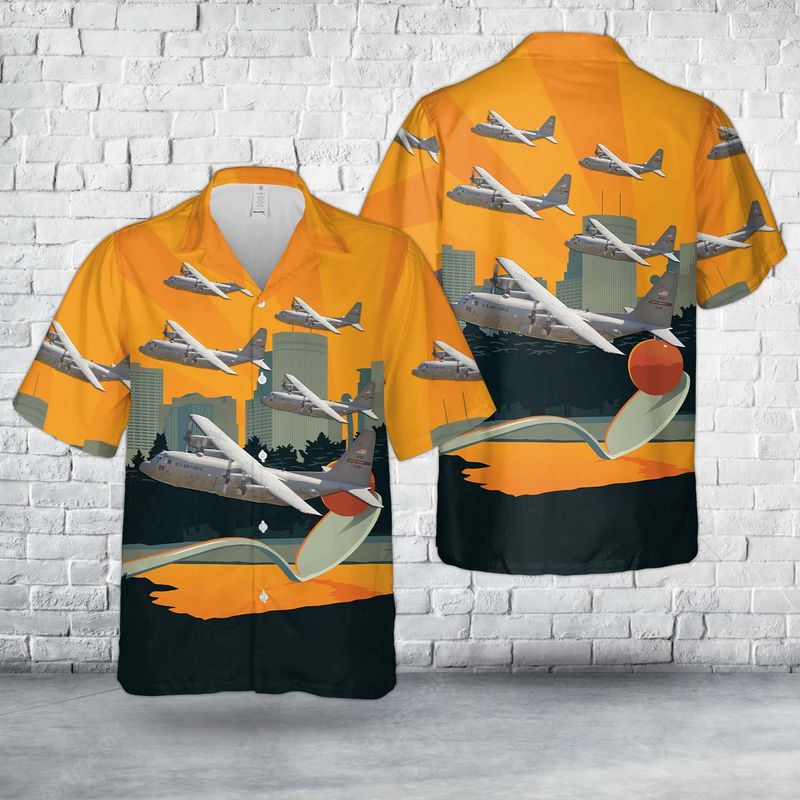 US Air Force 96th Airlift Squadron Minnesota Flying Vikings Lockheed C-130 Hercules Hawaiian Shirt