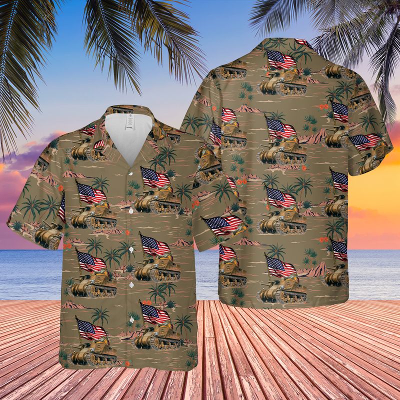 US Army M3 Medium Tank (M3 Lee) 4th Of July Hawaiian Shirt