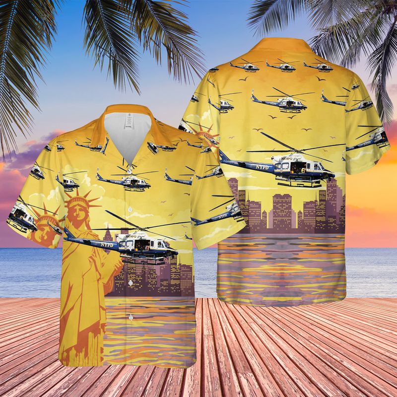 New York City Police Bell 412EP Hawaiian Shirt