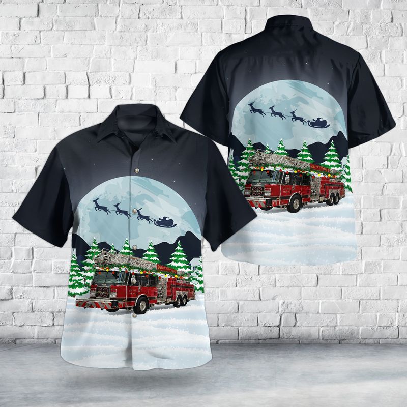 Cincinnati, Ohio, Delhi Township Fire Department Christmas Hawaiian Shirt