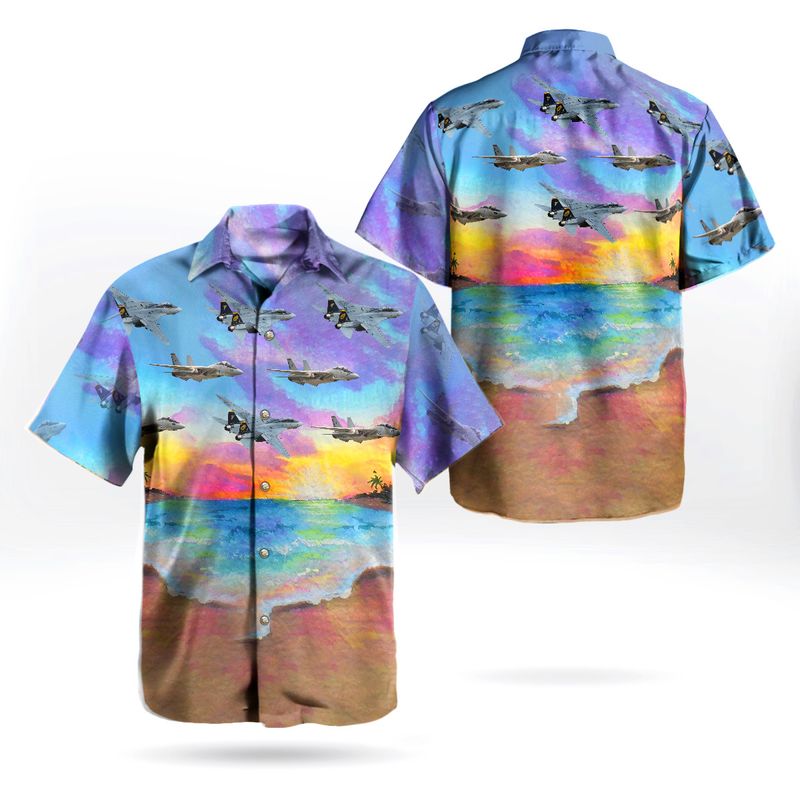 US Navy Historical Aircraft Grumman F-14 Tomcat Hawaiian Shirt