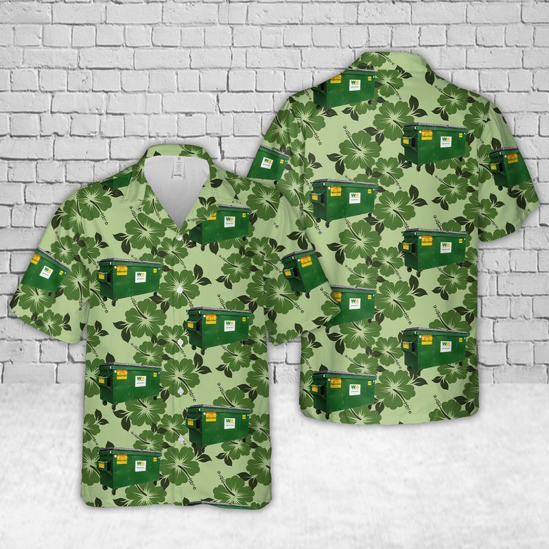 Waste Management 1 1/2-yard Front Load Dumpster Hawaiian Shirt
