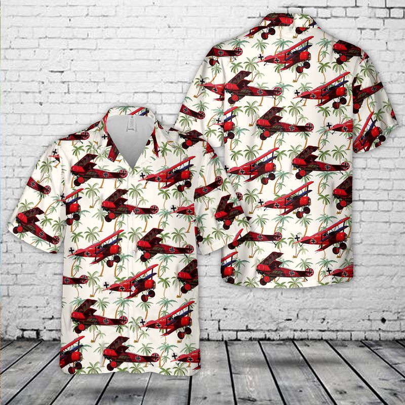 Fokker Dr.1 Red Baron Triplane Fighter Aircraft Hawaiian Shirt