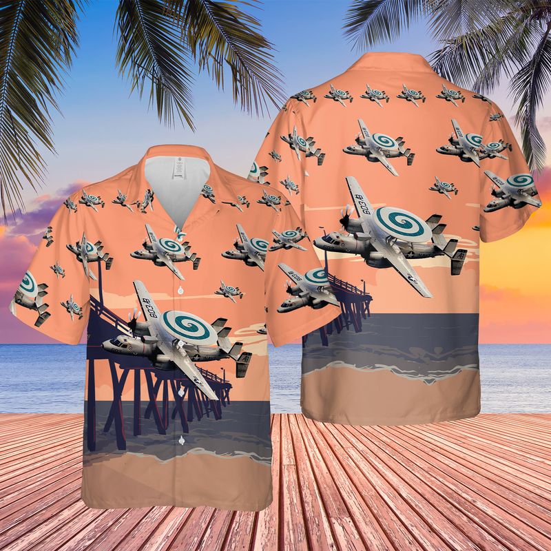 US Navy E-2C Hawkeye Of VAW-123 Screwtops Hawaiian Shirt