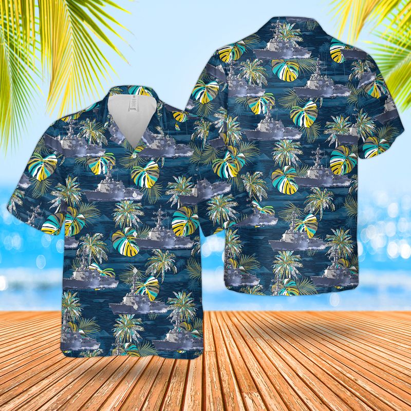 US Navy USS Mustin (DDG-89) Arleigh Burke-class Destroyer Hawaiian Shirt