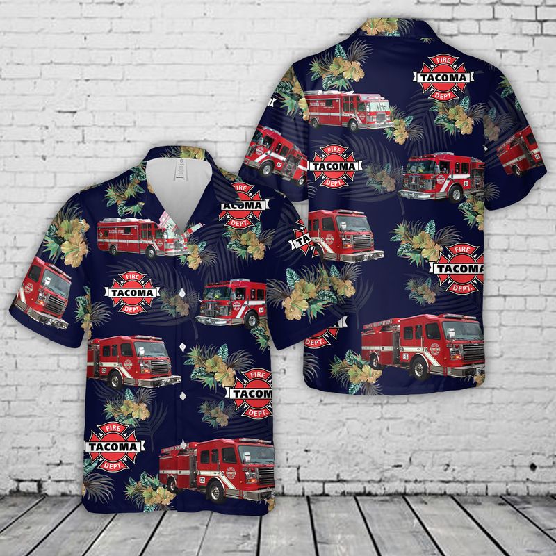 Tacoma Washington Fire Department US United State Firefighter Emergency Service Hawaiian Shirt