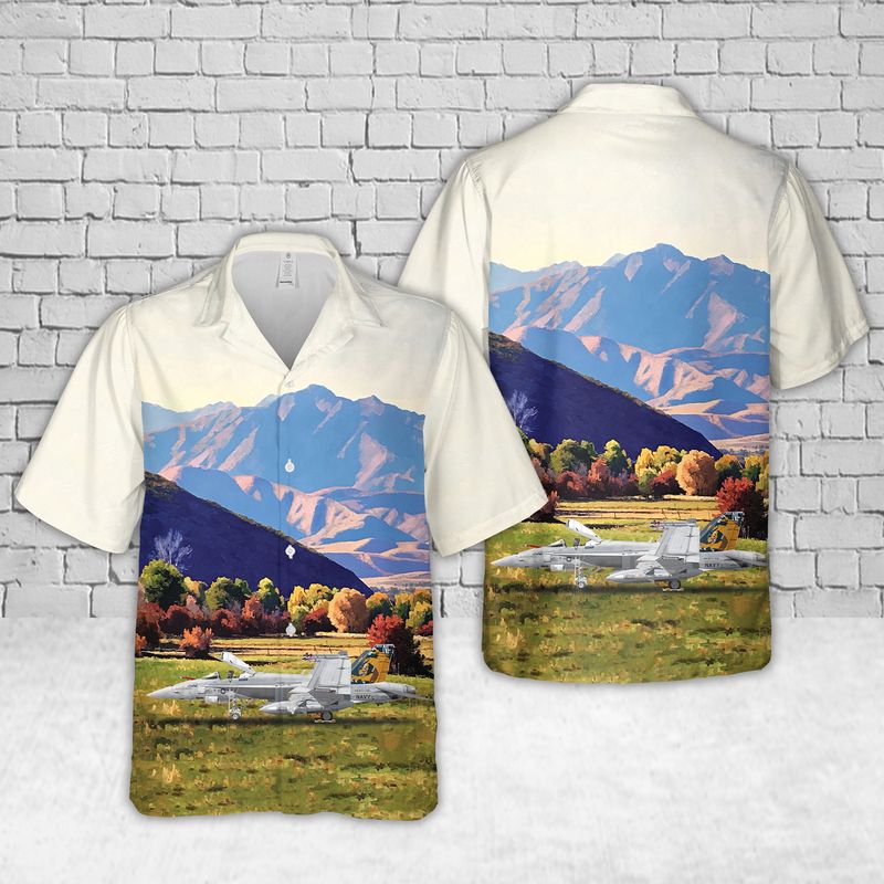 US Navy F-18C-43-MC Hornet Of Strike Fighter Squadron 192 (VFA-192) World Famous Golden Dragons Hawaiian Shirt