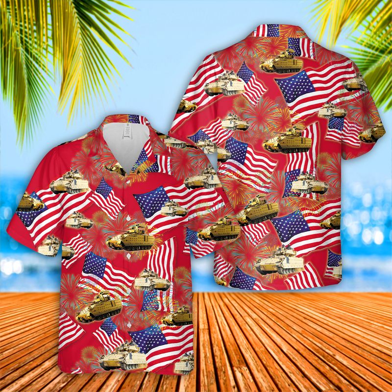 US Army M2A3 Bradley 4th July Hawaiian Shirt