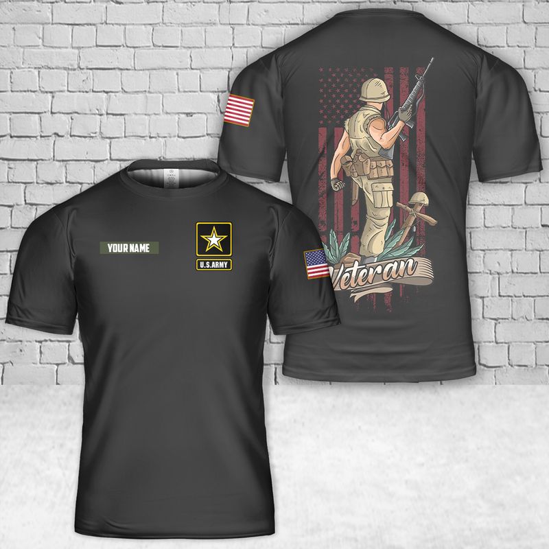 Custom Name Us Army Veteran Day Fallen Soldiers 3D T-shirt