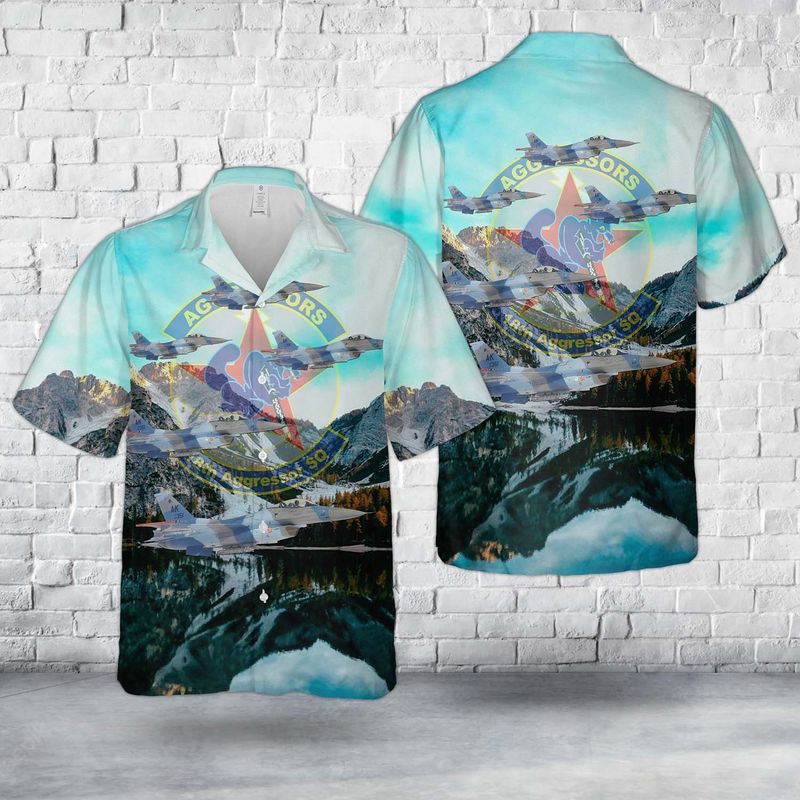 US Air Force F-16 Fighting Falcon Of 18th Aggressor Squadron "Blue Foxes" Hawaiian Shirt