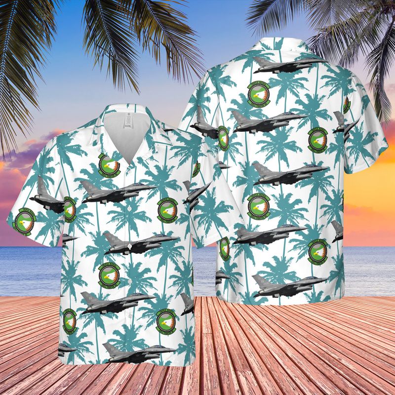 US Air Force 555th Fighter Squadron F-16C Fighting Falcon Hawaiian Shirt