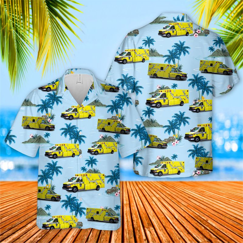 Montreal EMS Ambulance (Urgences-Sante) Hawaiian Shirt