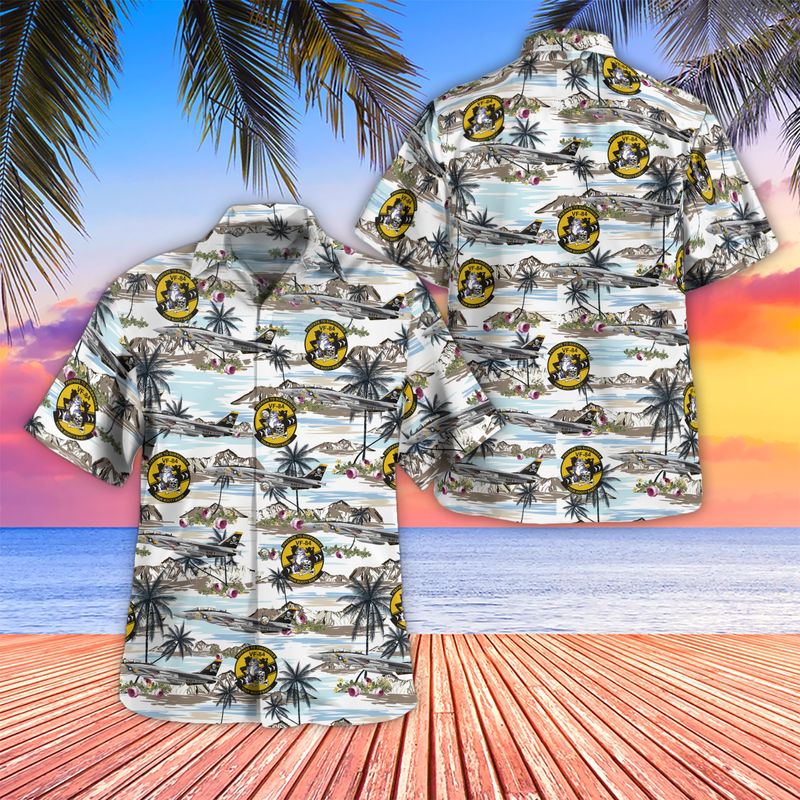 US Navy F-14A Tomcat Of VF-84 Jolly Rogers Hawaiian Shirt
