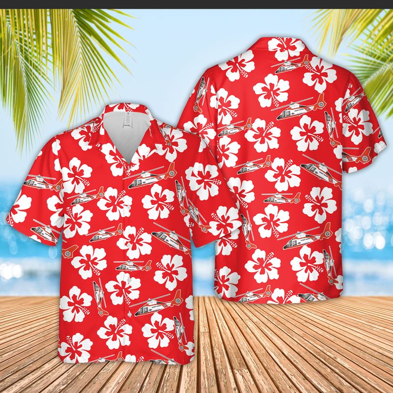 Search And Rescue Helicopter Short Sleeve Hawaiian Shirt