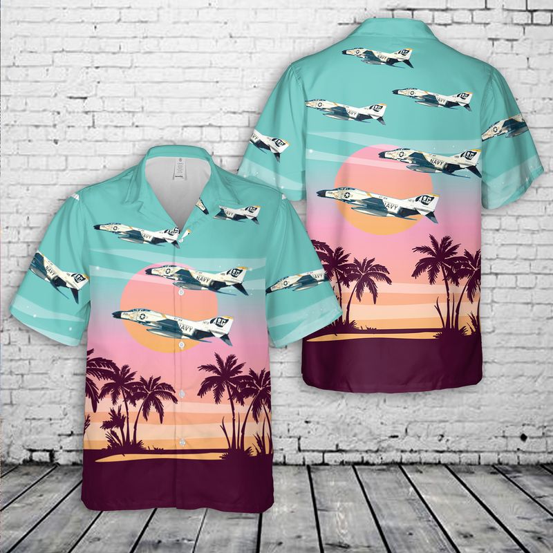 US Navy McDonnell F-4B Phantom II Of VF-84 "Jolly Rogers" Hawaiian Shirt