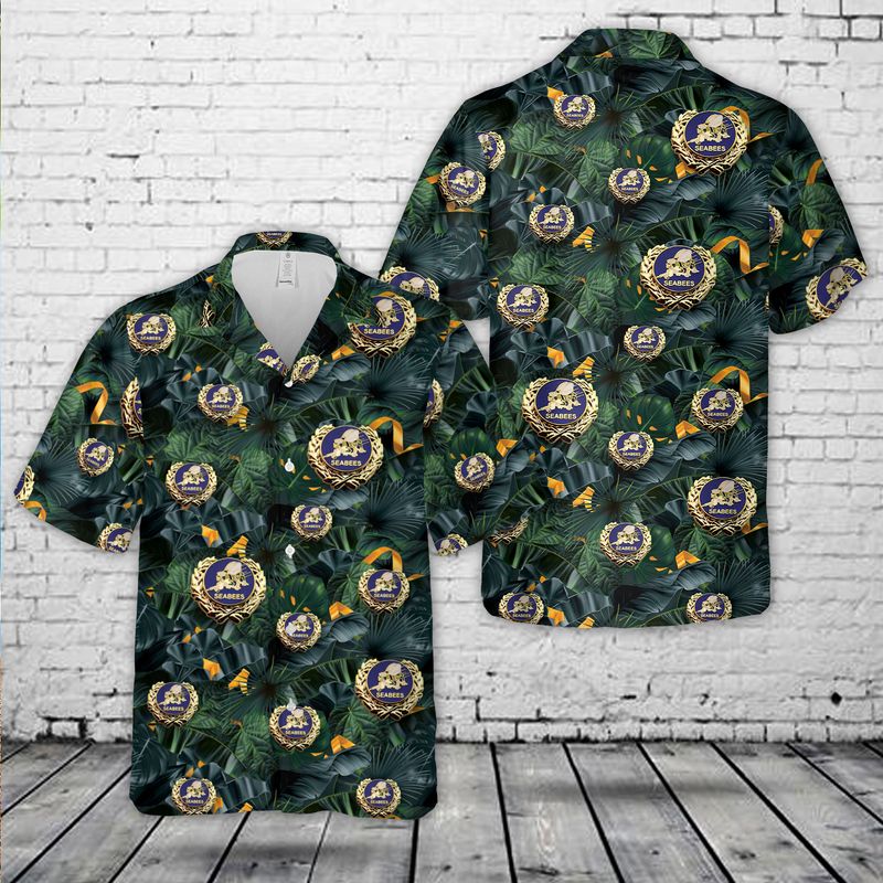US Navy Seabees With Wreath Hawaiian Shirt