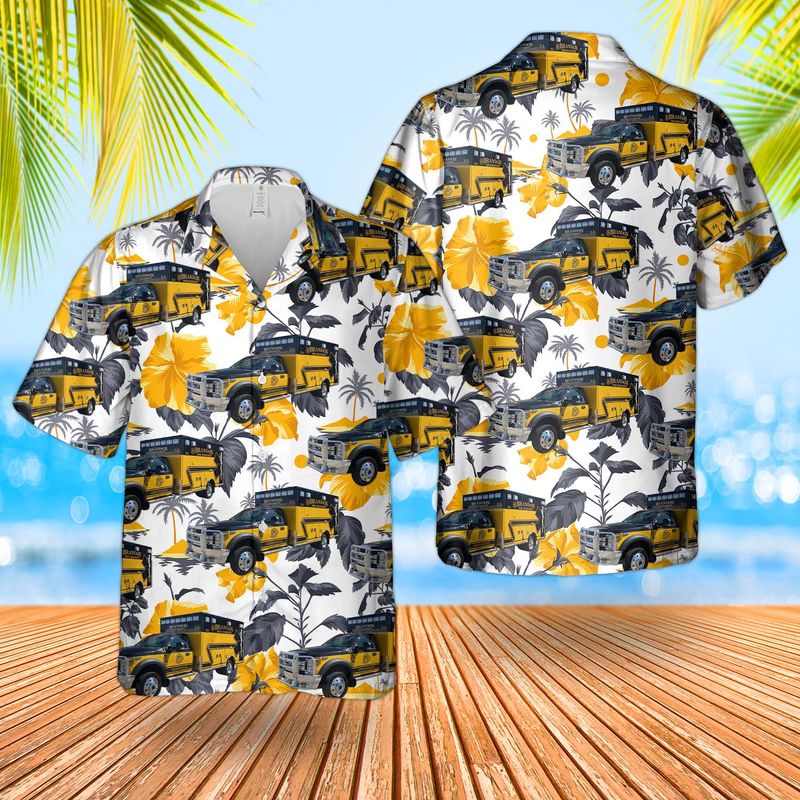 Michigan Brandon Fire Department EMS Hawaiian Shirt